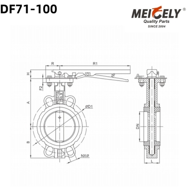 হাই কোয়ালিটি বাটারফ্লাই ভালভ DF71-100 D72 ওয়াটার ট্যাঙ্ক ট্রাকের জন্য